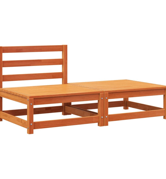 Gartensofa ohne Armlehnen mit Fußhocker Wachsbraun Kiefernholz