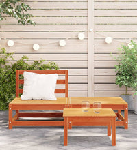 Gartensofa ohne Armlehnen mit Fußhocker Wachsbraun Kiefernholz
