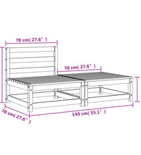 Gartensofa ohne Armlehnen mit Fußhocker Wachsbraun Kiefernholz