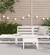 Gartensofa mit Hocker 2-Sitzer Weiß Massivholz Kiefer