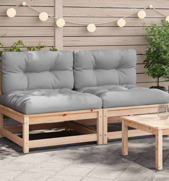 Gartensofas ohne Armlehnen mit Kissen 2 Stk. Massivholz Kiefer