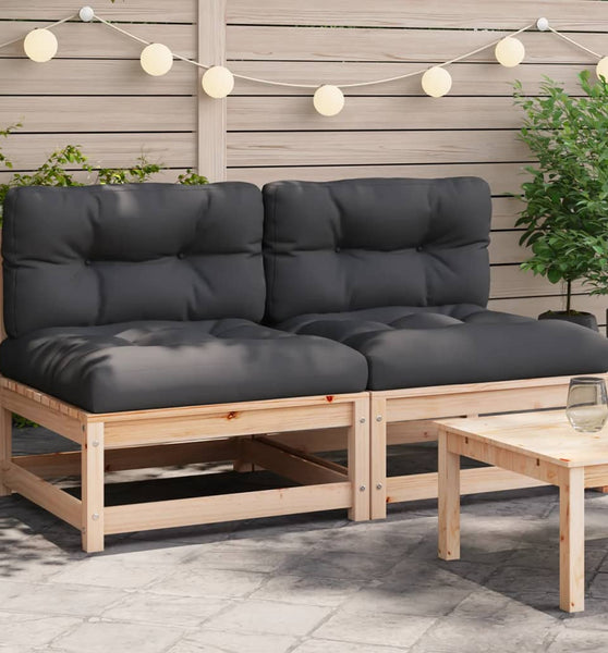 Gartensofas ohne Armlehnen mit Kissen 2 Stk. Massivholz Kiefer