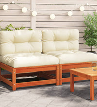 Gartensofas ohne Armlehnen mit Kissen 2 Stk. Wachsbraun Holz