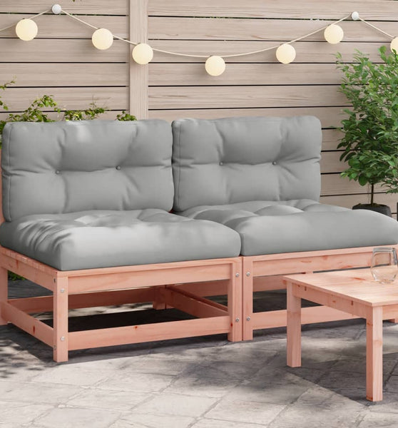 Gartensofas ohne Armlehnen mit Kissen 2 Stk. Douglasienholz