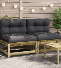 Gartensofas ohne Armlehnen mit Kissen 2 Stk. Kiefernholz