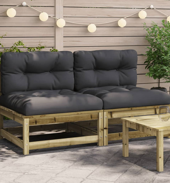 Gartensofas ohne Armlehnen mit Kissen 2 Stk. Kiefernholz