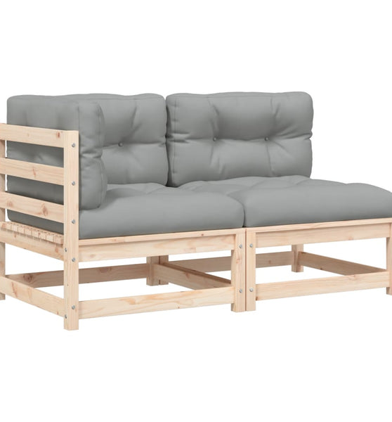 Gartensofa mit Kissen 2-Sitzer Massivholz Kiefer