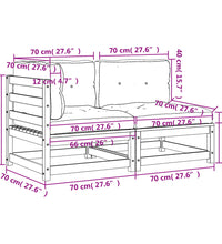 Gartensofa mit Kissen 2-Sitzer Massivholz Kiefer