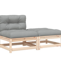 Gartensofa ohne Armlehnen mit Kissen und Hocker