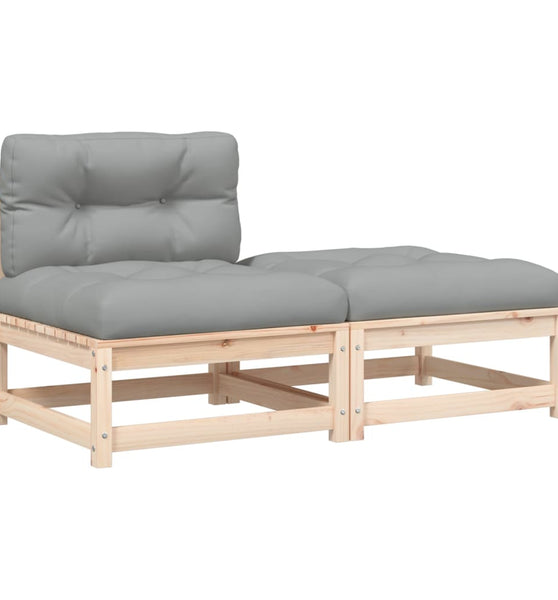 Gartensofa ohne Armlehnen mit Kissen und Hocker