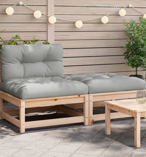 Gartensofa ohne Armlehnen mit Kissen und Hocker