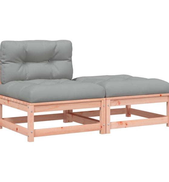 Gartensofa ohne Armlehnen mit Kissen und Hocker