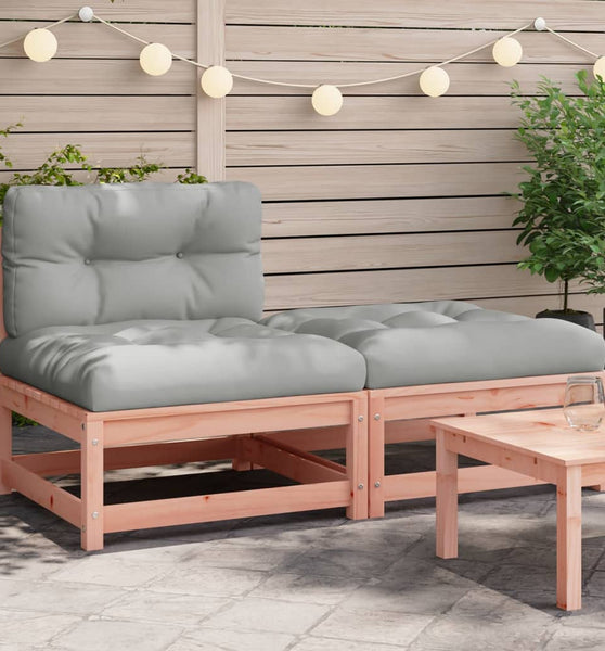 Gartensofa ohne Armlehnen mit Kissen und Hocker