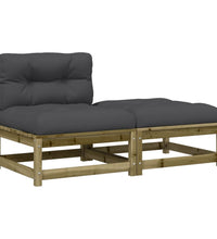 Gartensofa ohne Armlehnen mit Kissen und Hocker