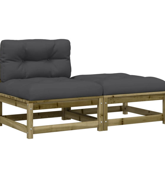 Gartensofa ohne Armlehnen mit Kissen und Hocker