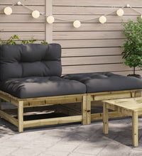 Gartensofa ohne Armlehnen mit Kissen und Hocker