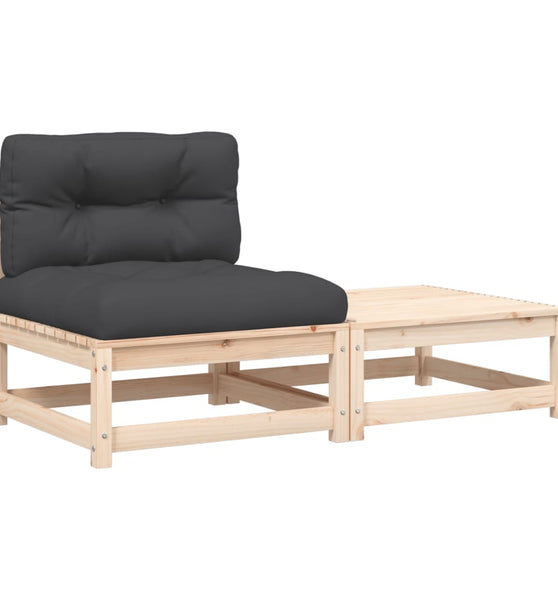 Gartensofa ohne Armlehnen mit Kissen und Hocker