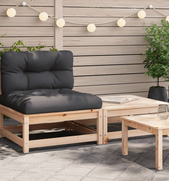 Gartensofa ohne Armlehnen mit Kissen und Hocker