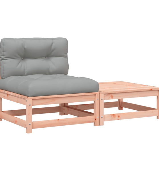 Gartensofa ohne Armlehnen mit Kissen und Hocker