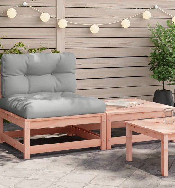 Gartensofa ohne Armlehnen mit Kissen und Hocker