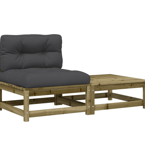 Gartensofa ohne Armlehnen mit Kissen und Hocker