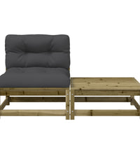 Gartensofa ohne Armlehnen mit Kissen und Hocker