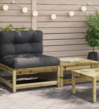 Gartensofa ohne Armlehnen mit Kissen und Hocker