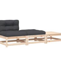 Gartensofa ohne Armlehnen mit Kissen und Hockern