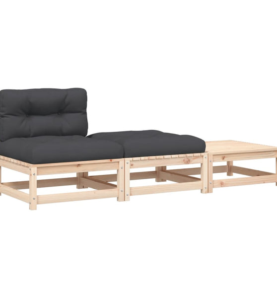 Gartensofa ohne Armlehnen mit Kissen und Hockern