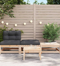 Gartensofa ohne Armlehnen mit Kissen und Hockern