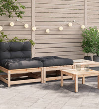 Gartensofa ohne Armlehnen mit Kissen und Hockern