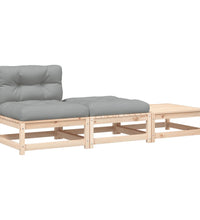 Gartensofa ohne Armlehnen mit Kissen und Hockern