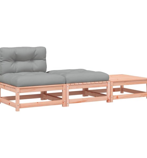 Gartensofa ohne Armlehnen mit Kissen und Hockern