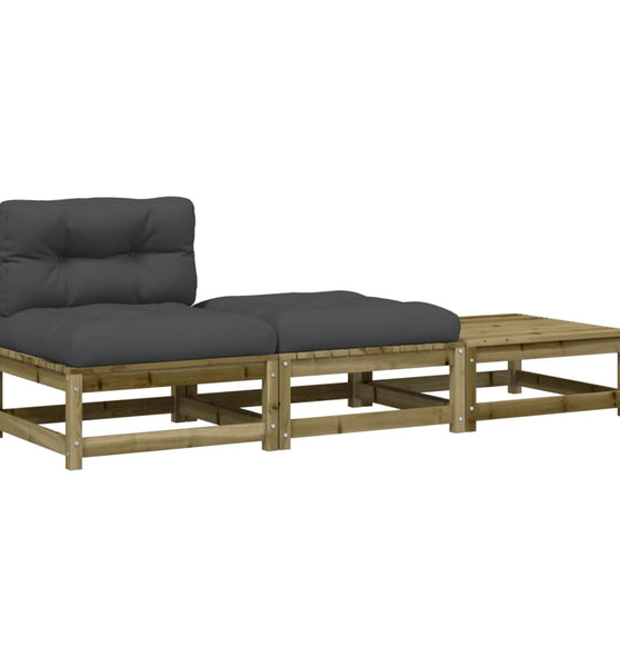 Gartensofa ohne Armlehnen mit Kissen und Hockern