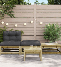 Gartensofa ohne Armlehnen mit Kissen und Hockern