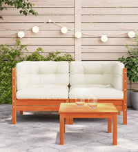 Garten-Ecksofa mit Kissen 2 Stk. Wachsbraun Massivholz Kiefer