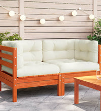 Garten-Ecksofa mit Kissen 2 Stk. Wachsbraun Massivholz Kiefer