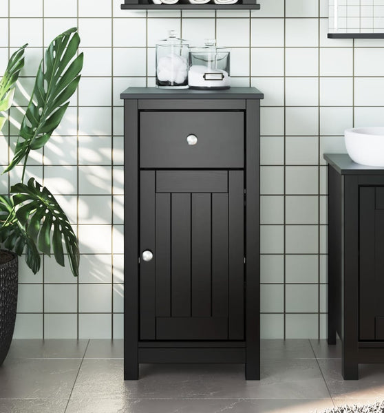 Badschrank BERG Schwarz 40x34x80 cm Massivholz Kiefer