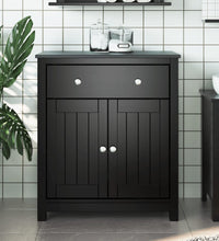 Badschrank BERG Schwarz 69,5x34x80 cm Massivholz Kiefer