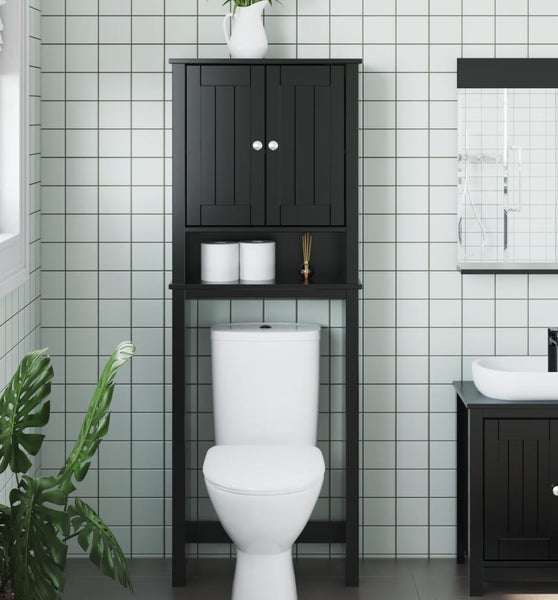 Toilettenschrank BERG Schwarz 60x27x164,5 cm Massivholz