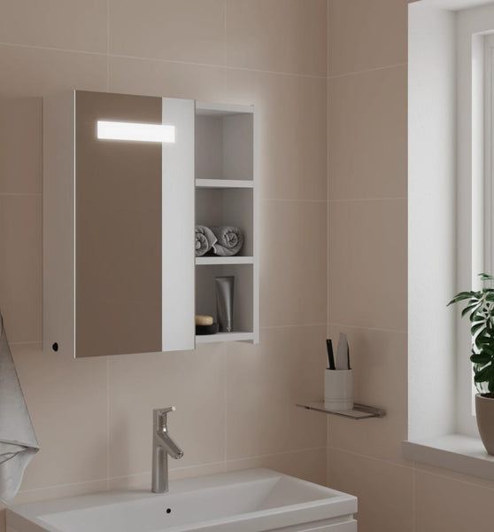 Spiegelschrank mit LED-Beleuchtung Weiß 45x13x52 cm