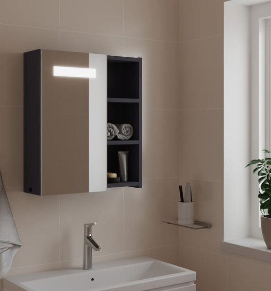 Spiegelschrank mit LED-Beleuchtung Grau 45x13x52 cm