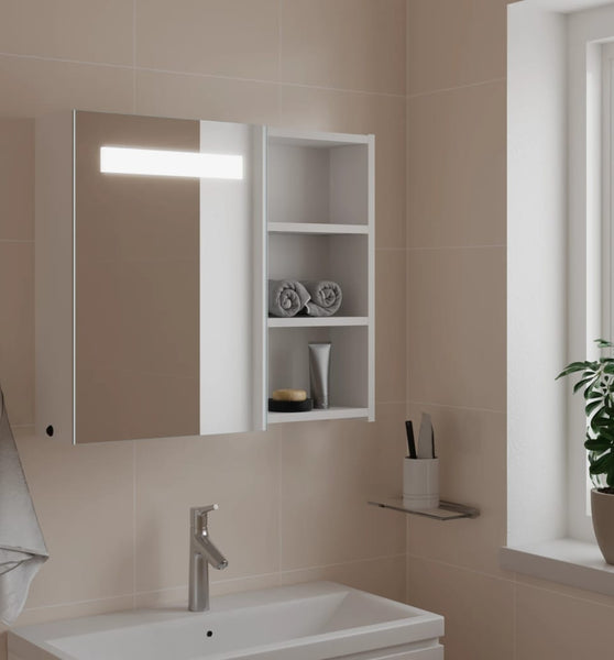 Spiegelschrank mit LED-Beleuchtung Weiß 60x13x52 cm