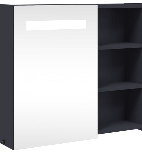 Spiegelschrank mit LED-Beleuchtung Grau 60x13x52 cm