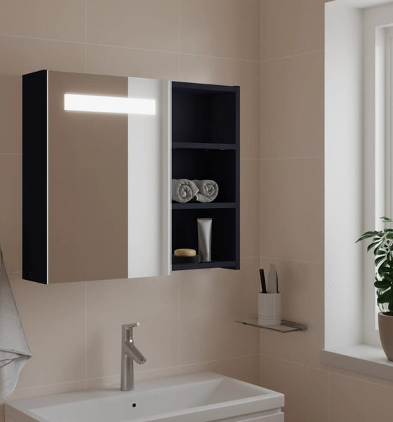 Spiegelschrank mit LED-Beleuchtung Grau 60x13x52 cm
