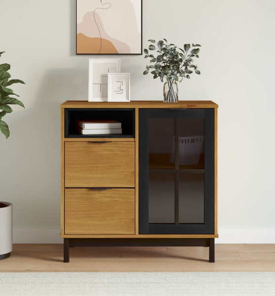 Sideboard mit Glastür FLAM 80x40x80 cm Massivholz Kiefer