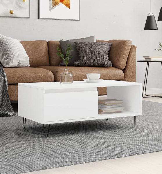 Couchtisch Weiß 90x50x36,5 cm Holzwerkstoff