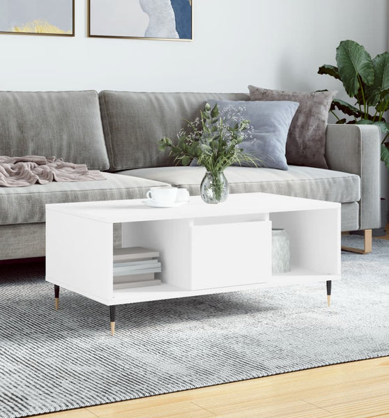 Couchtisch Weiß 90x50x36,5 cm Holzwerkstoff