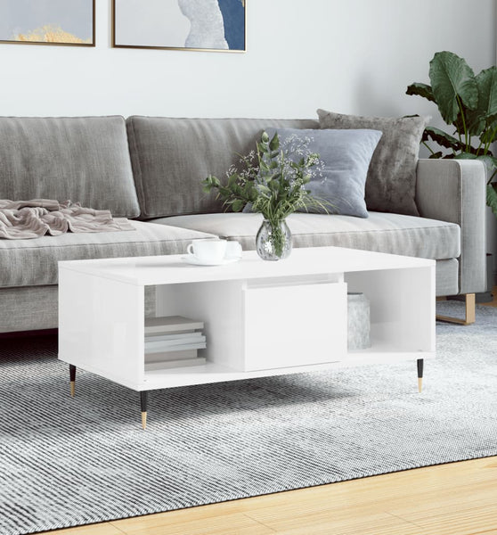 Couchtisch Hochglanz-Weiß 90x50x36,5 cm Holzwerkstoff