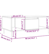 Couchtisch Grau Sonoma 90x50x36,5 cm Holzwerkstoff